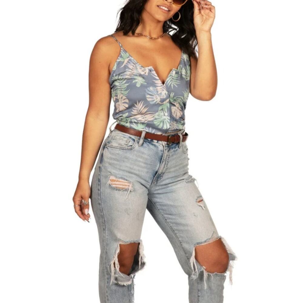 New TIPSY ELVES Women's Bahama Mama Button Down Hawaiian Tank Top Size XXL
